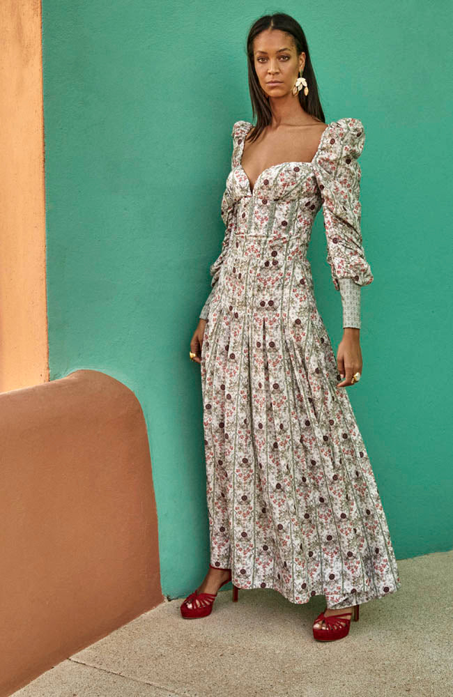 Aqua floral hot sale maxi dress