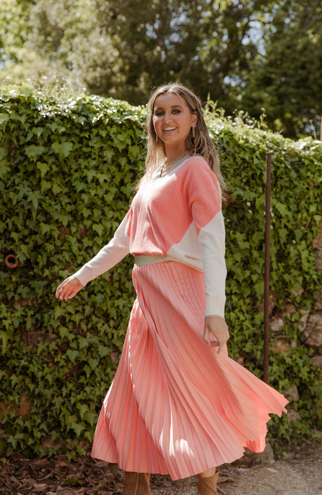 Pink pleated outlet skirt melbourne