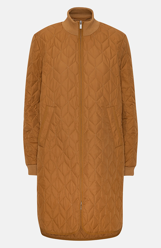 Long Quilt Coat - Golden Brown