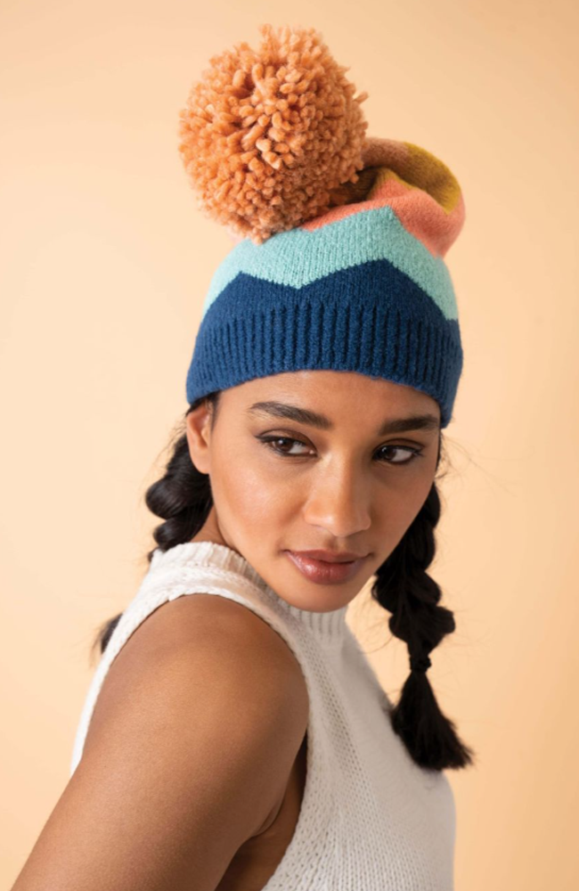 Nora Bobble Hat - Navy Mix