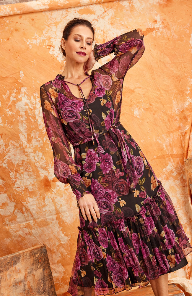 Mia Silk Dress - Purple Rose