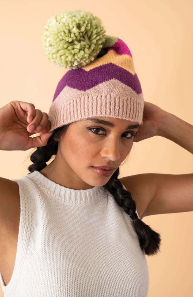 Nora Bobble Hat - Taupe Mix