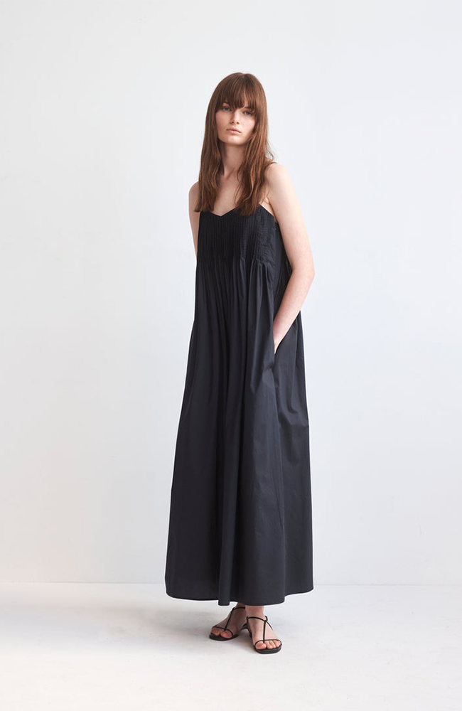 Viv Dress - Navy Poplin