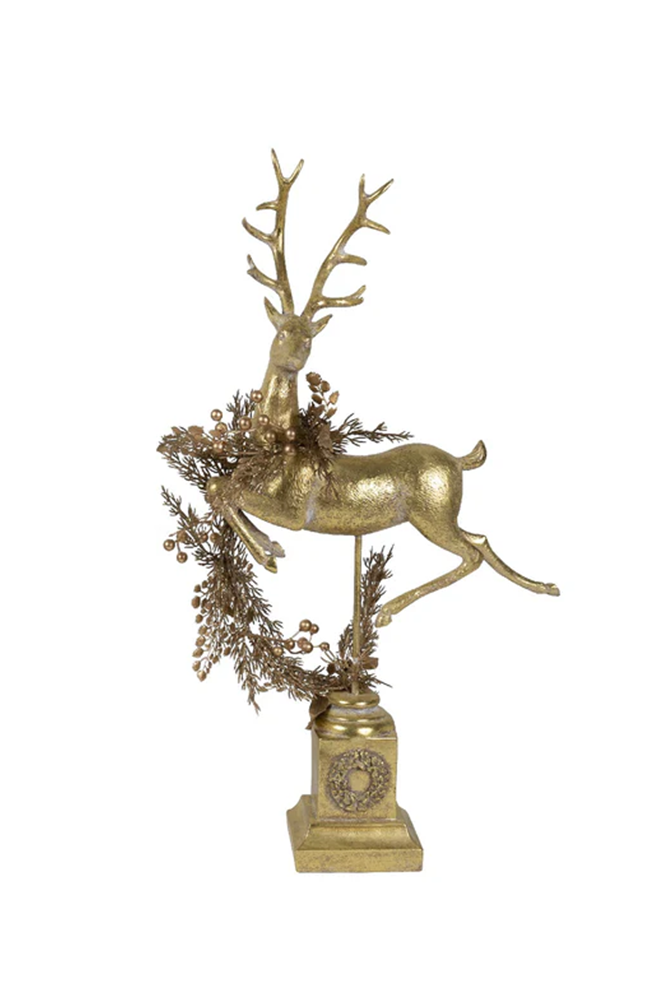 Reindeer on Pedestal Gold - Right