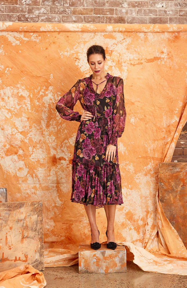 Mia Silk Dress - Purple Rose