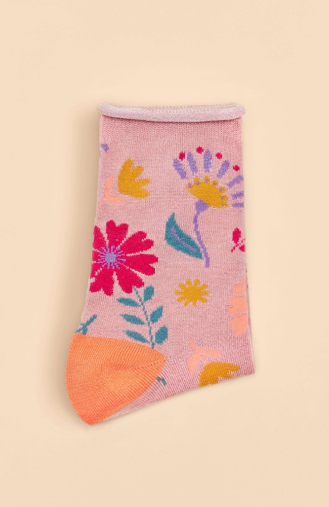 Watercolour Flowers Ankle Socks - Petal