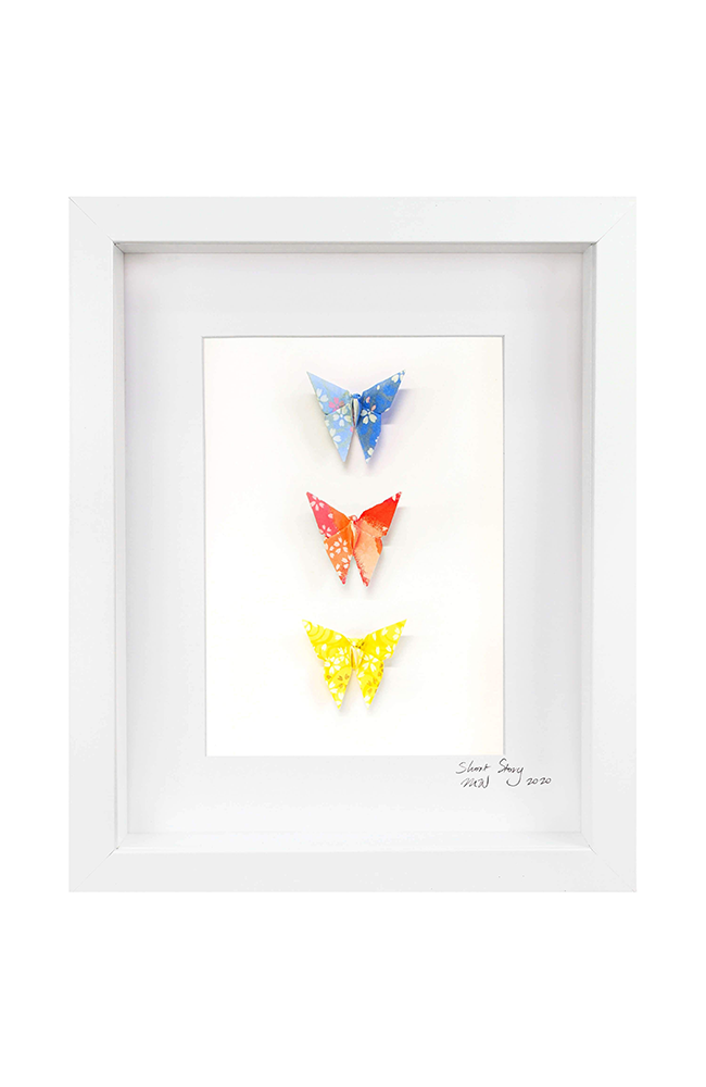 Three Butterfly's White Frame Small