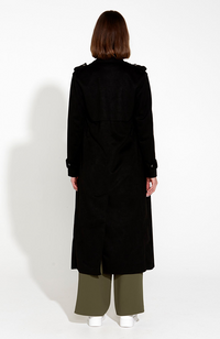 Bombshel Suede Trench Coat - Black