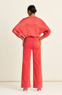 Wide Leg Jeans - Red