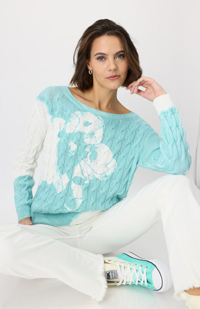 Round Neck Pullover - Mint Print