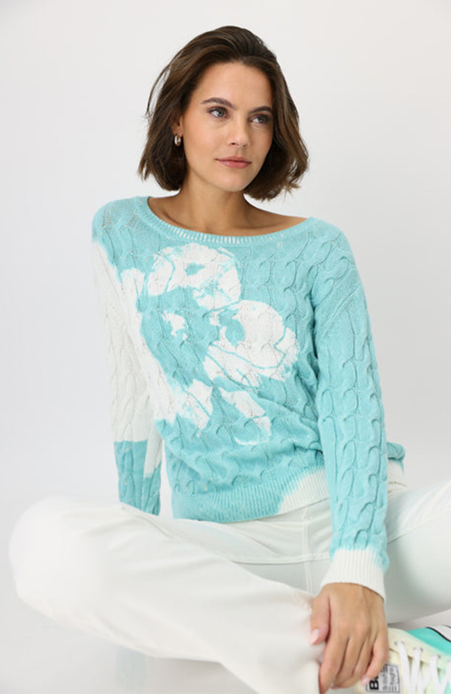 Round Neck Pullover - Mint Print