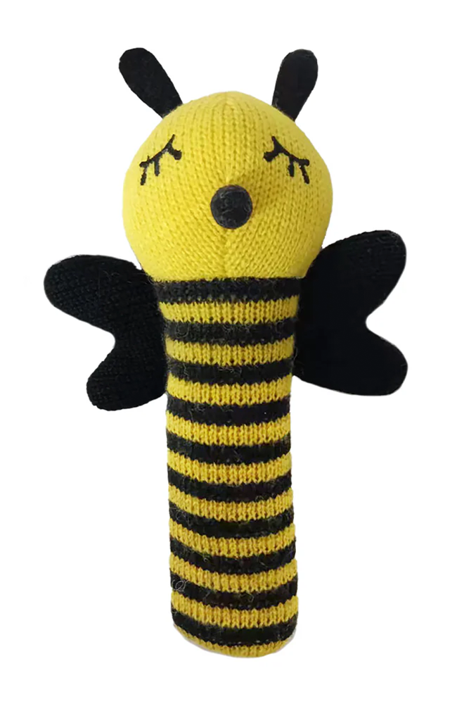 Hand Knit Rattle - Bumble Bee