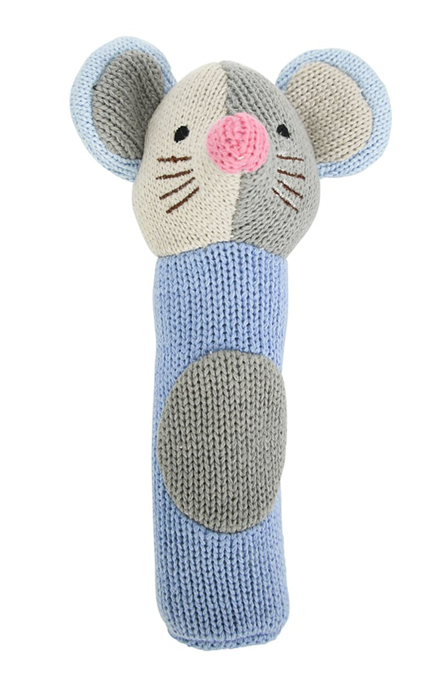 Hand Knit Rattle - Mouse