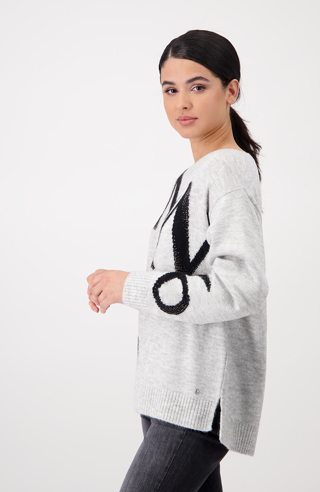 Sweater with Decorative Letters - Cloud