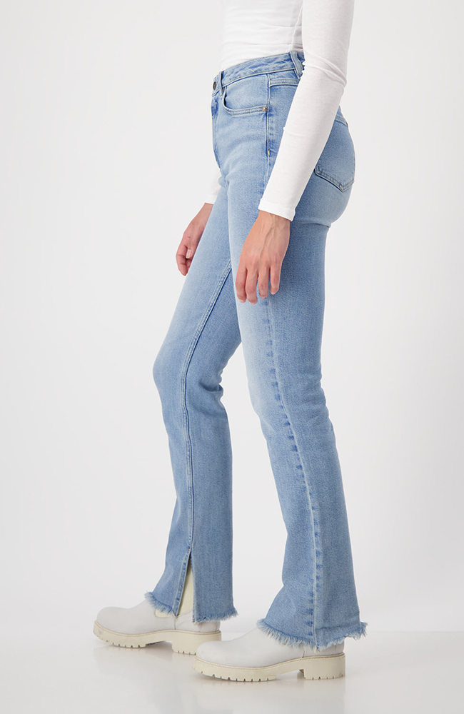 Straight Leg Jeans With Slit - Denim