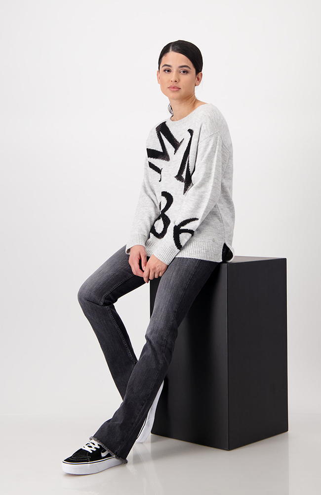 Sweater with Decorative Letters - Cloud