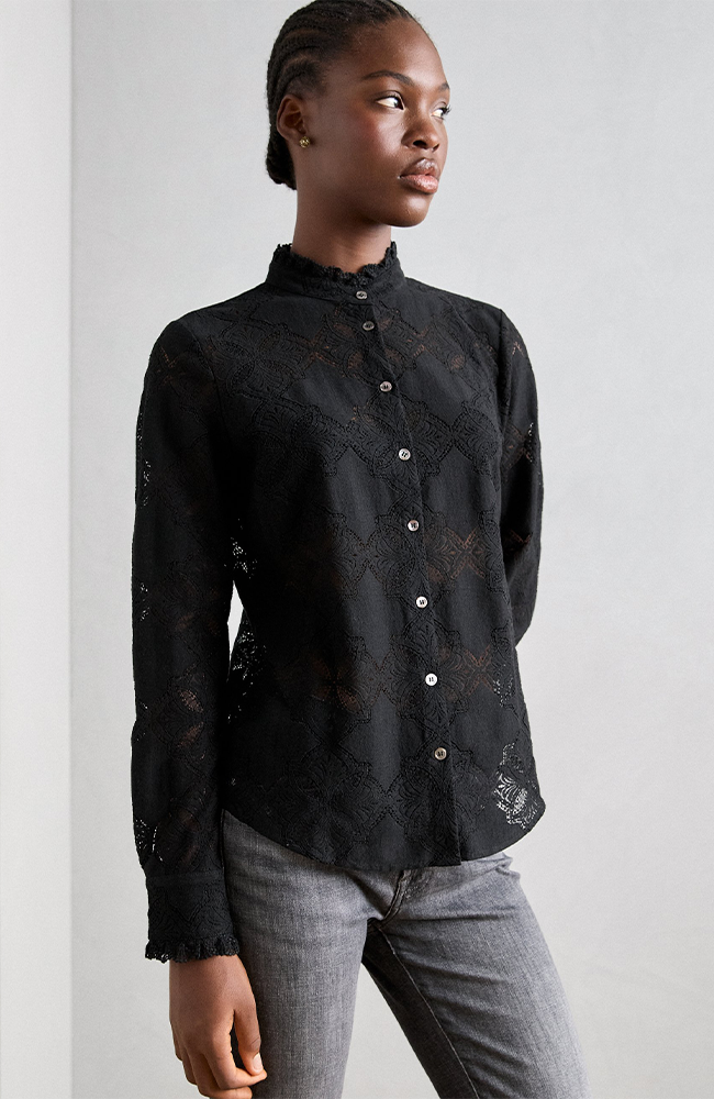 Jetta Lace Shirt - Black