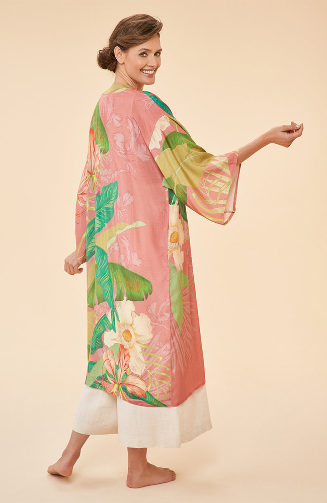 Delicate Tropical Kimono Gown in Candy