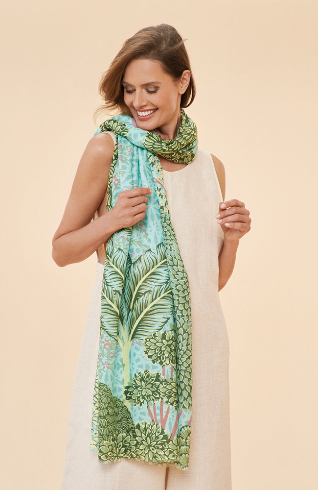 Secret Paradise Print Scarf - Aqua