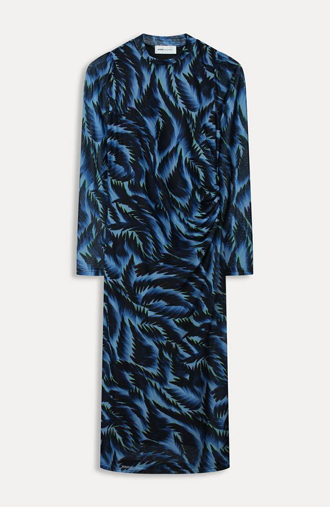 Feathers Mesh Dress - Blue