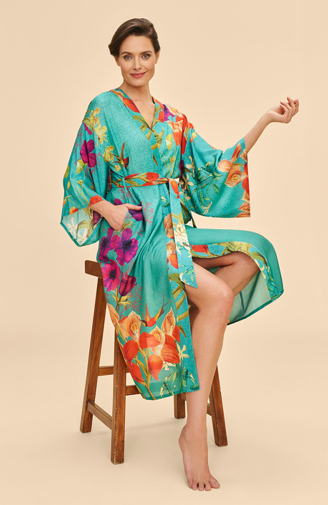 Hummingbird at Dusk Kimono Gown