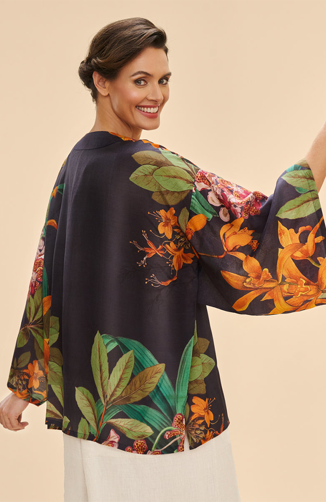 Botany Bliss Kimono Jacket - Charcoal