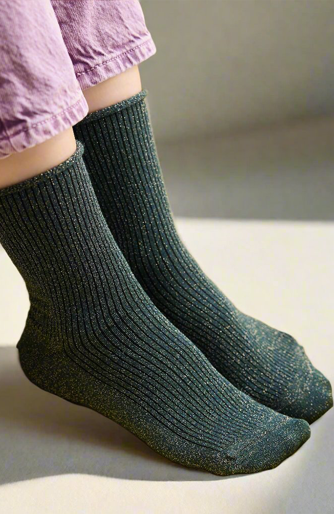 Glitter Lurex Socks - Green