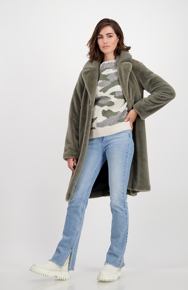 Time To Shine Faux Fur Coat - Khaki