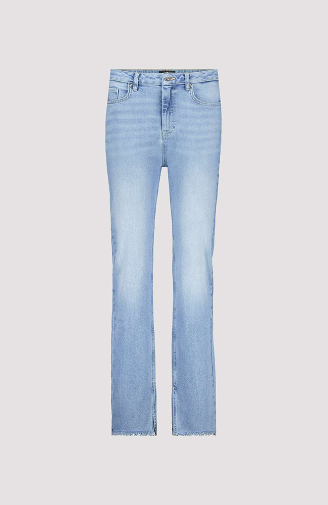 Straight Leg Jeans With Slit - Denim