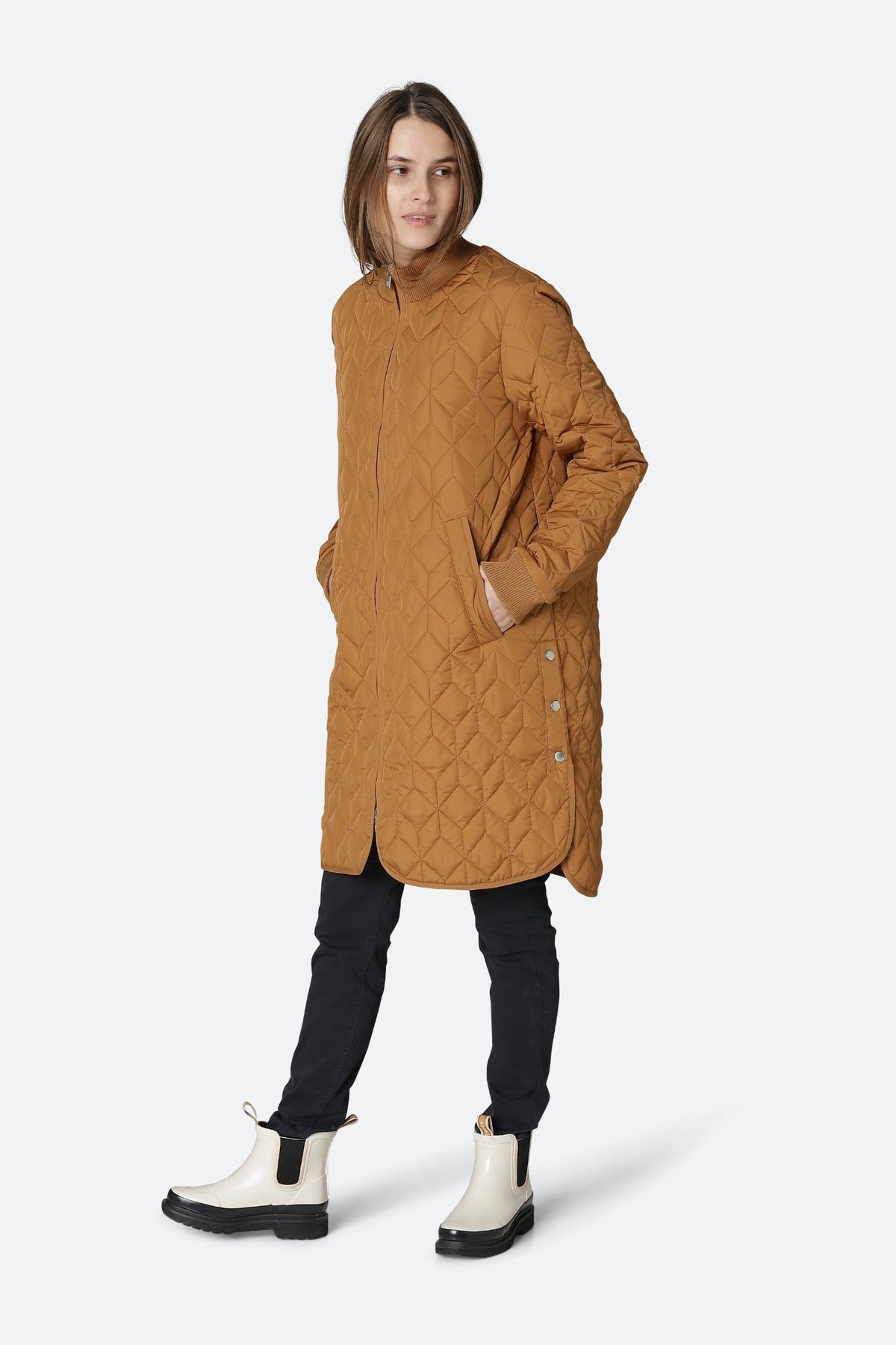 Long Quilt Coat - Cub Brown