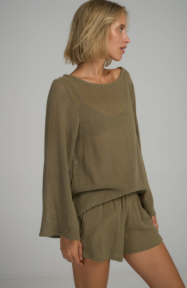 Allegra Mesh Top - Khaki