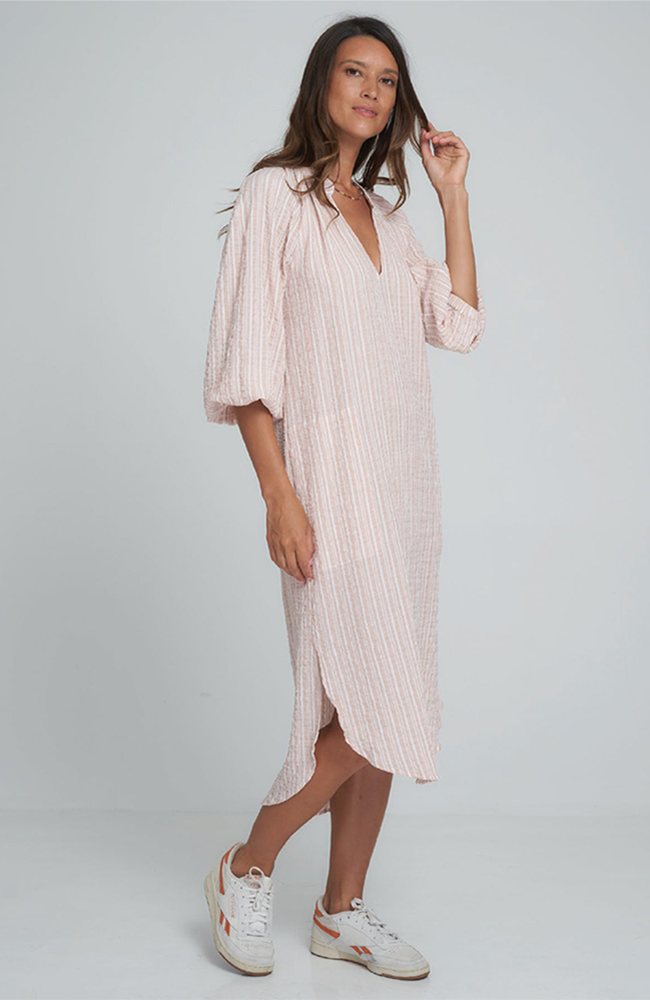 Bingley Dress - Salmon Stripe