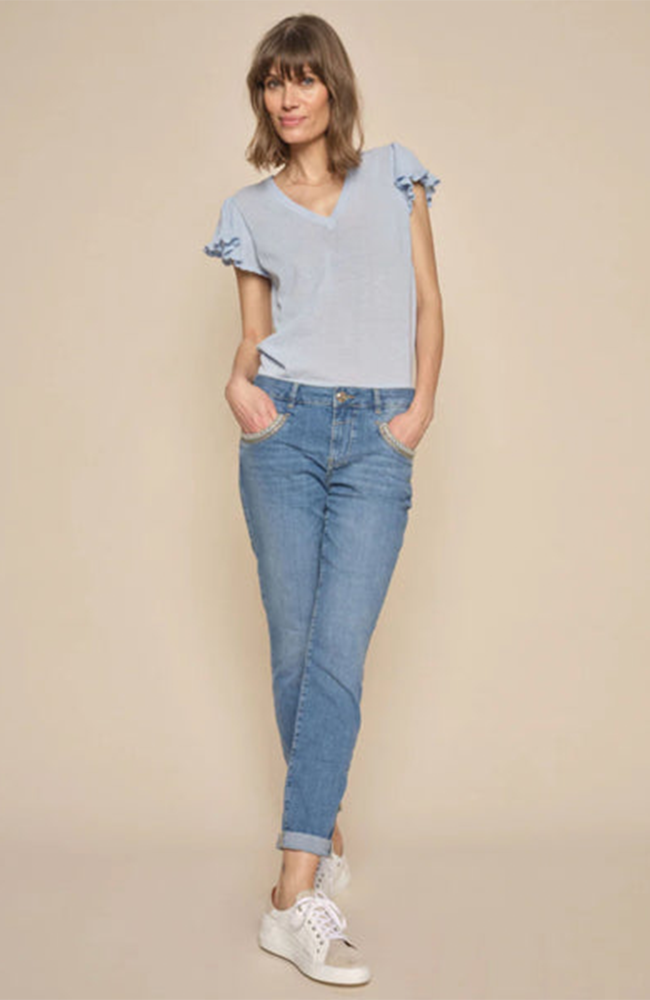 Ganna V-Neck Knit Top - Blue