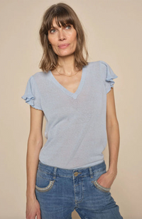 Ganna V-Neck Knit Top - Blue