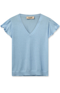 Ganna V-Neck Knit Top - Blue