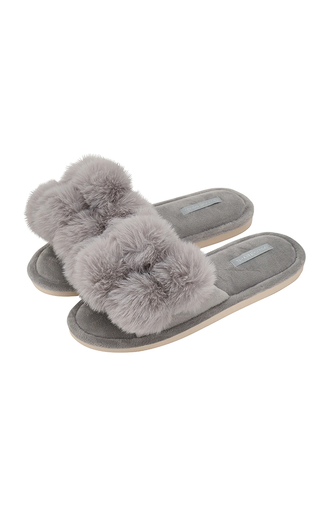 Luxe Pom Pom Slipper - Silver