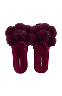 Luxe Pom Pom Slipper - Mulberry