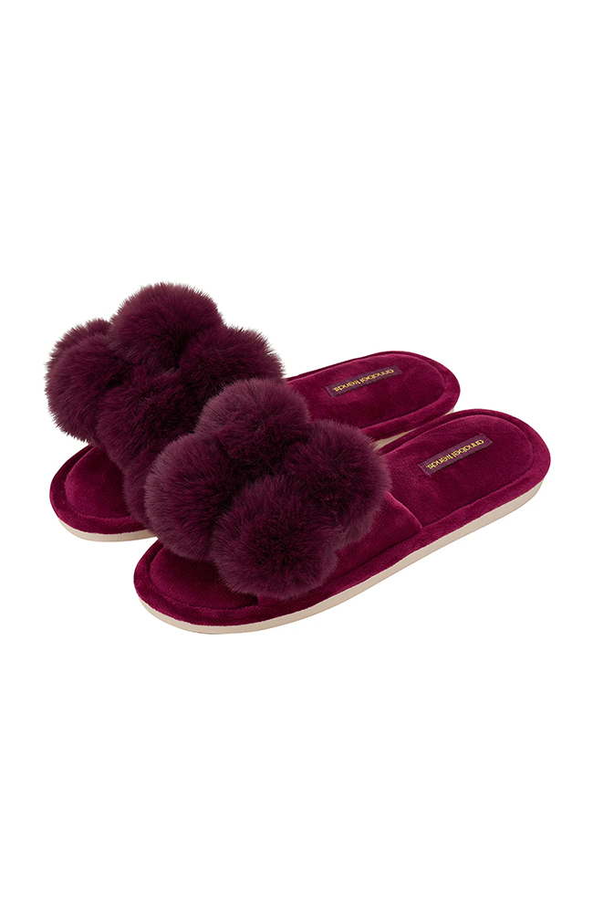 Luxe Pom Pom Slipper - Mulberry