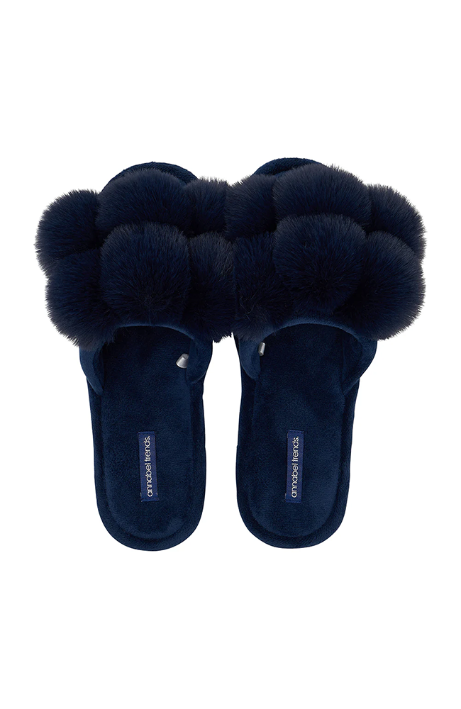 Luxe Pom Pom Slipper - Navy