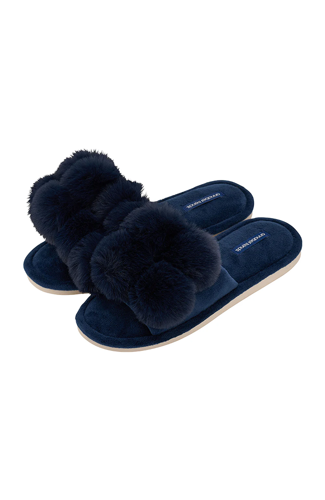 Luxe Pom Pom Slipper - Navy