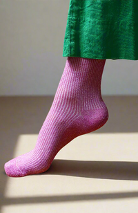 Glitter Lurex Socks - Fuchsia