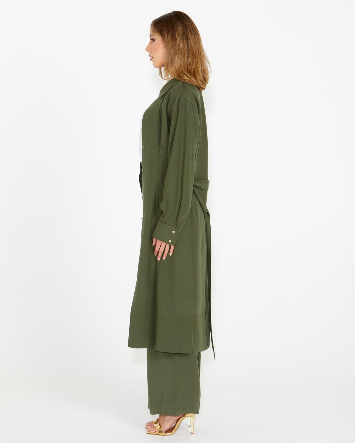 Alter Ego Duster Shirt Dress - Olive