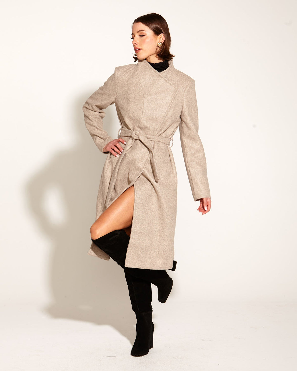 Choose You Longline Coat - Oatmeal Marle