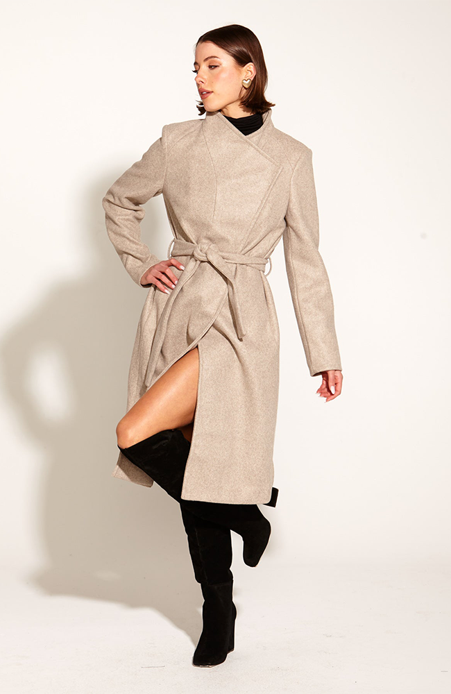 Choose You Longline Coat - Oatmeal Marle