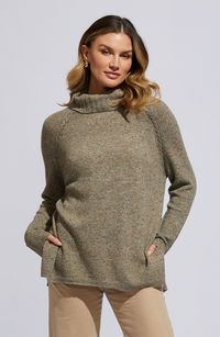 Fleck Roll Neck Jumper - Cafe