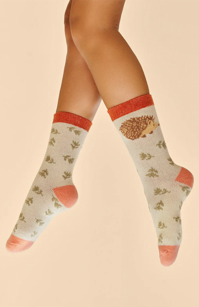 Happy Hedgehog Cosy Socks - Cream