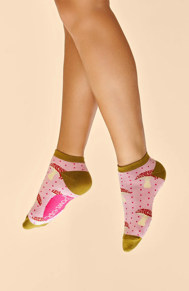 Womens Tiny Toadstools Ankle Socks - Pink