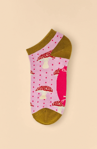 Womens Tiny Toadstools Ankle Socks - Pink