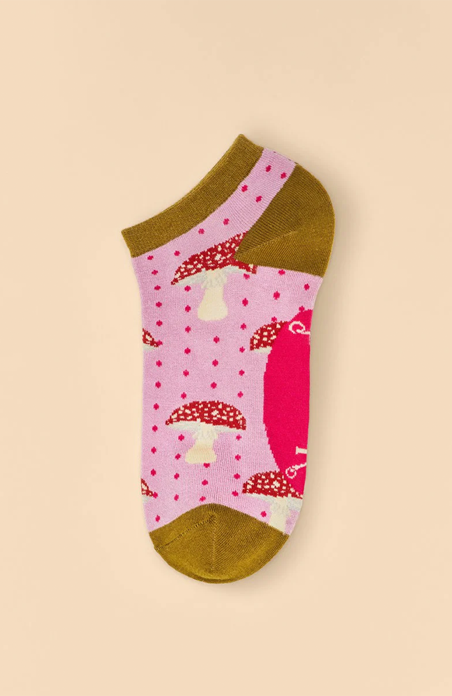 Womens Tiny Toadstools Ankle Socks - Pink