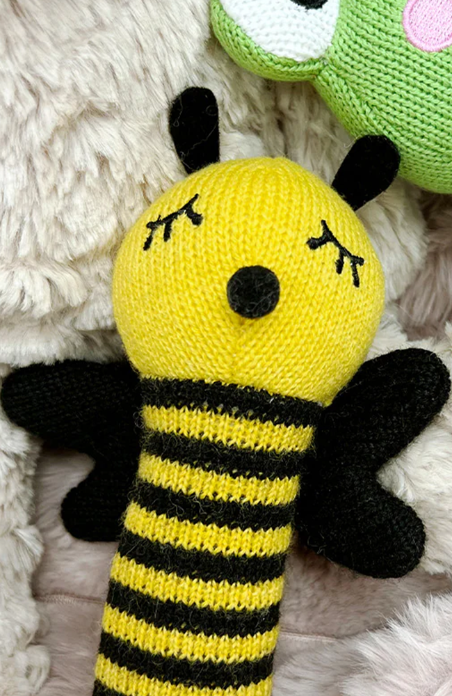 Hand Knit Rattle - Bumble Bee